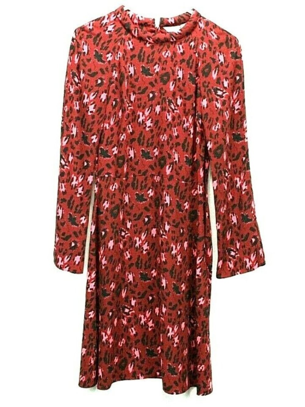 & Other Stories Womens  sz 4 Dress Long sleeve Button up $85 Red Leopard print - Picture 2 of 7